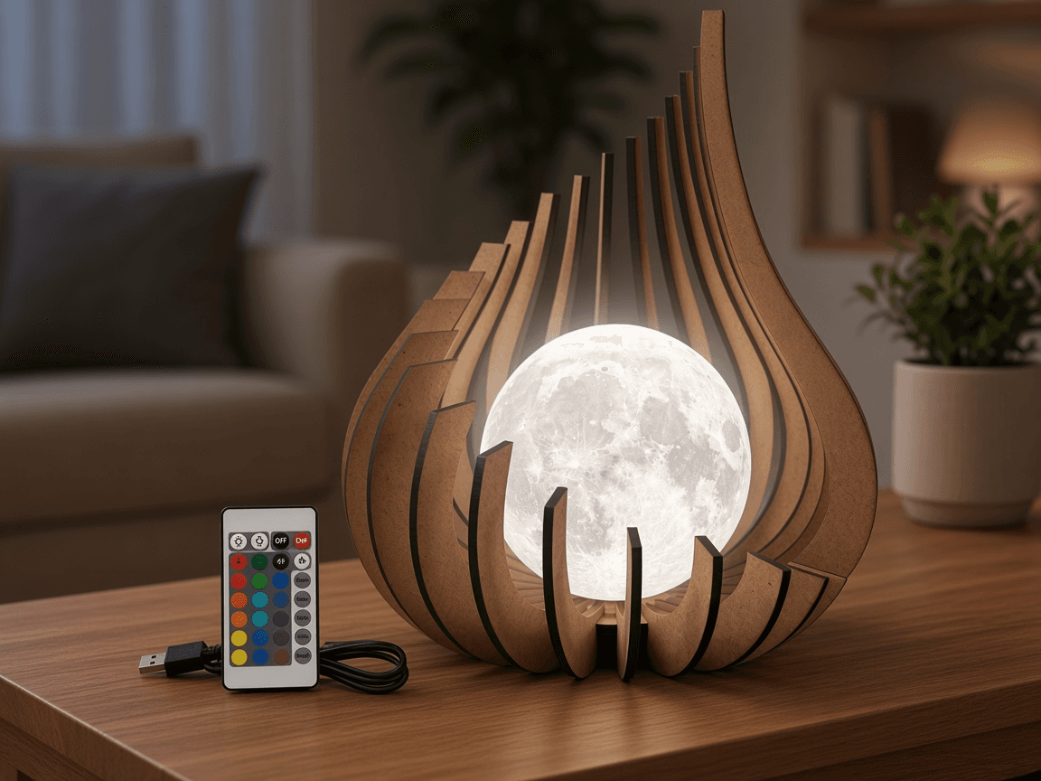 Lampada Luna MDF — glow bianco
