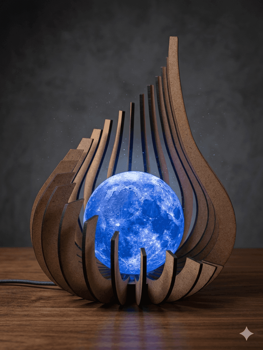 Lampada Luna MDF — glow blu